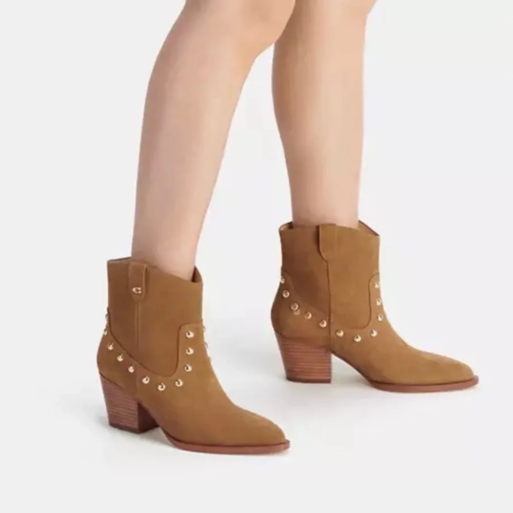 Coach Pauline Suede Bootie Western Style Coconut SZ 9 NWOT